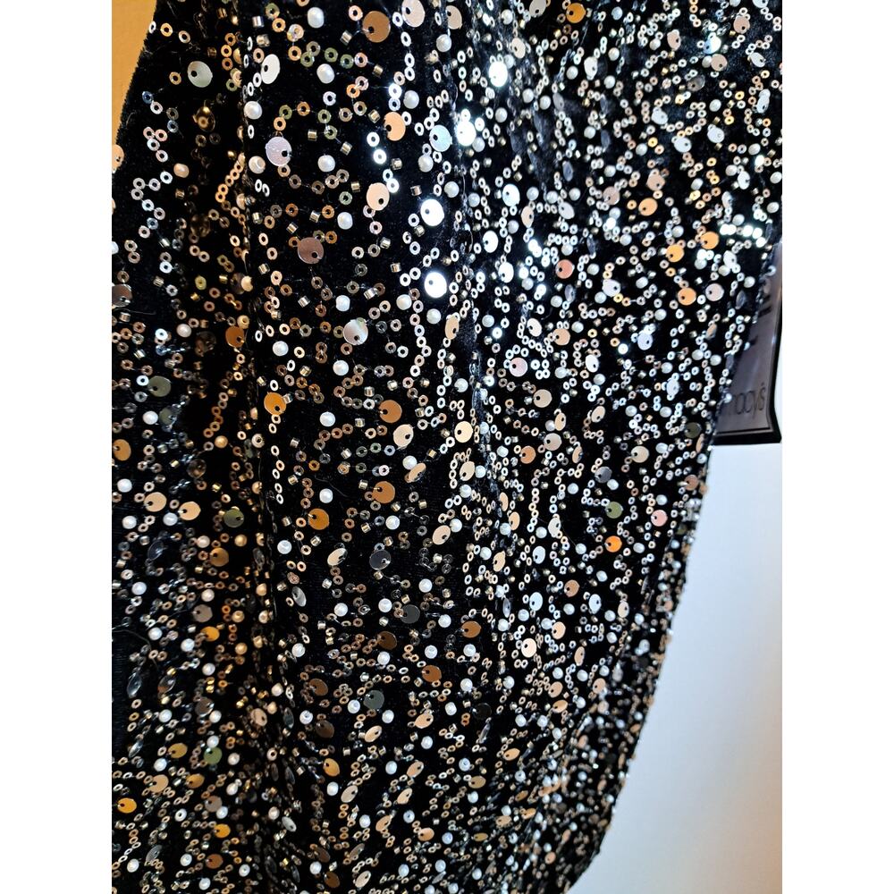 NWT City Studios Macy's Little Black Dress Pearl Sequence Mini Strappy Sz M - Picture 4 of 7